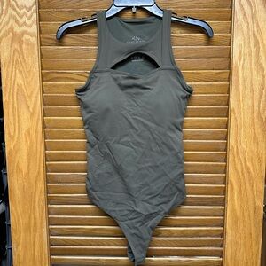 Klassy Network Olive Green Thong Bodysuit